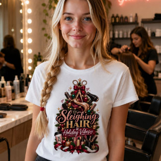 Sleighing Hair & Holiday Vibes クリスマスTシャツ トライブレンドTシャツ