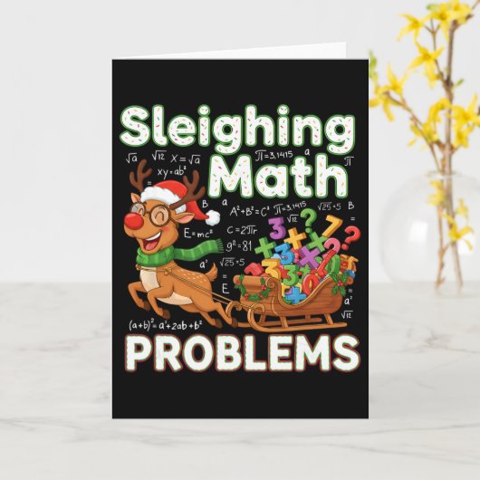Sleighing Math Problems Christmas Funny Math Teach カード (黄色い花)