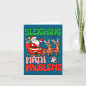 Sleighing Math Problems Funny Teacher Christmas Qu カード (正面)