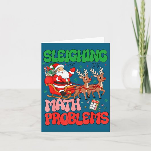 Sleighing Math Problems Funny Teacher Christmas Qu カード (正面)