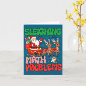 Sleighing Math Problems Funny Teacher Christmas Qu カード (黄色い花)