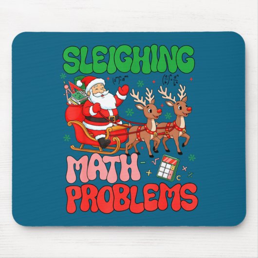 Sleighing Math Problems Funny Teacher Christmas Qu マウスパッド (正面)