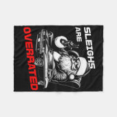 Sleighs Are Overrated Santa Clic Muscle Car Christ フリースブランケット (正面(横))
