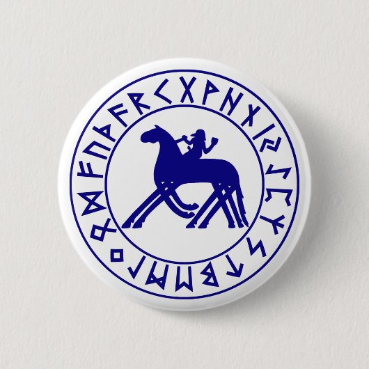 Sleipnirの盾に青いボタンをかけて下さい 缶バッジ (正面)