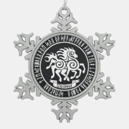 Sleipnir / Odin's Horse -ユール(キリスト降誕祭)オーナメント スノーフレークピューターオーナメント