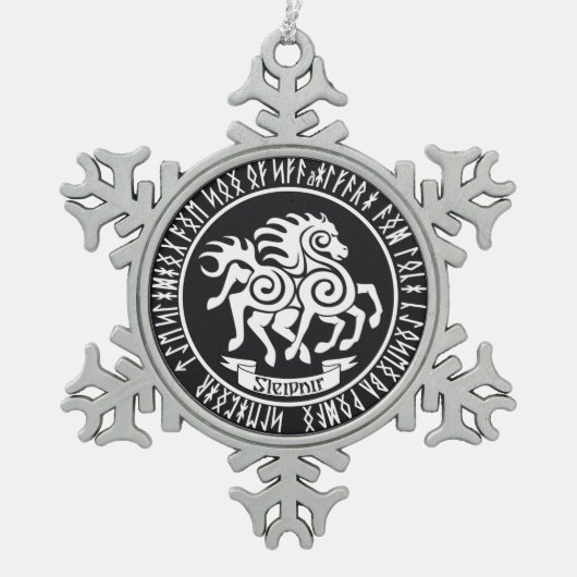 Sleipnir / Odin's Horse -ユール(キリスト降誕祭)オーナメント スノーフレークピューターオーナメント (正面)