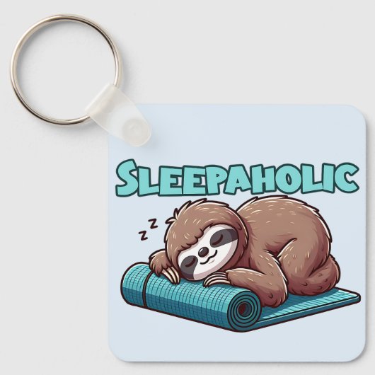 Sleppaholic - Sleeping Sloth On Yoga mat キーホルダー (正面)