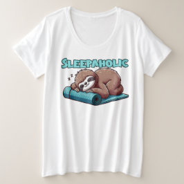 Sleppaholic - Sleeping Sloth On Yoga mat プラスサイズTシャツ