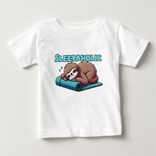 Sleppaholic - Sleeping Sloth On Yoga mat ベビーTシャツ (正面)