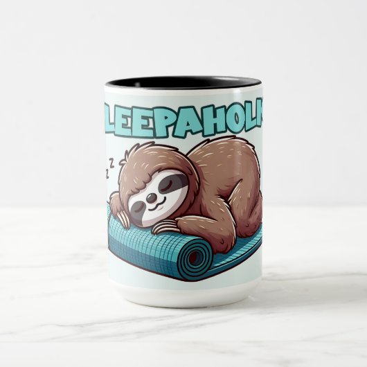 Sleppaholic - Sleeping Sloth On Yoga mat マグカップ (中央)