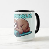 Sleppaholic - Sleeping Sloth On Yoga mat マグカップ (正面右)