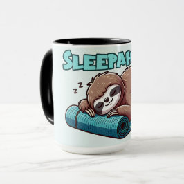 Sleppaholic - Sleeping Sloth On Yoga mat マグカップ