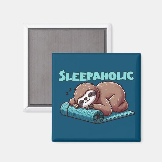 Sleppaholic - Sleeping Sloth On Yoga mat マグネット (正面/裏面)