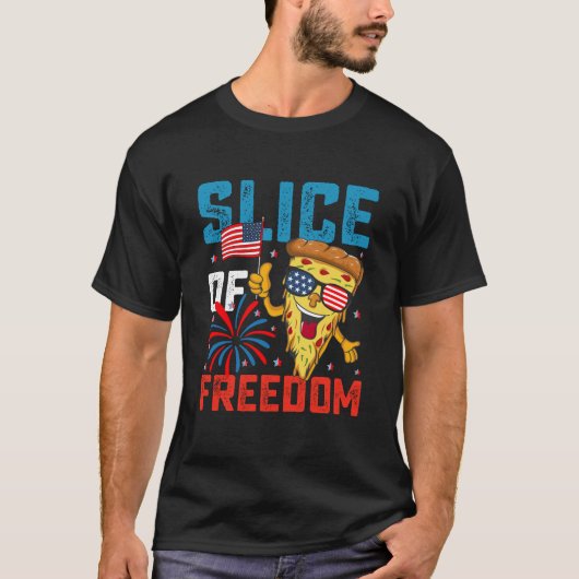 Slice Of Freedom 4th 7月ピザUSA国旗Sunglasse Tシャツ (正面)