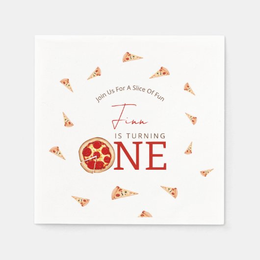 Slice Of Fun 1st Birthday  スタンダードカクテルナプキン (正面)