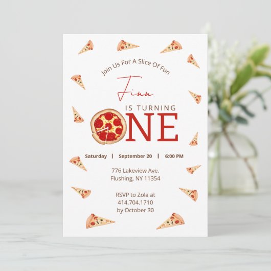 Slice Of Fun 1st Birthday Invitation 招待状 (スタンド正面)