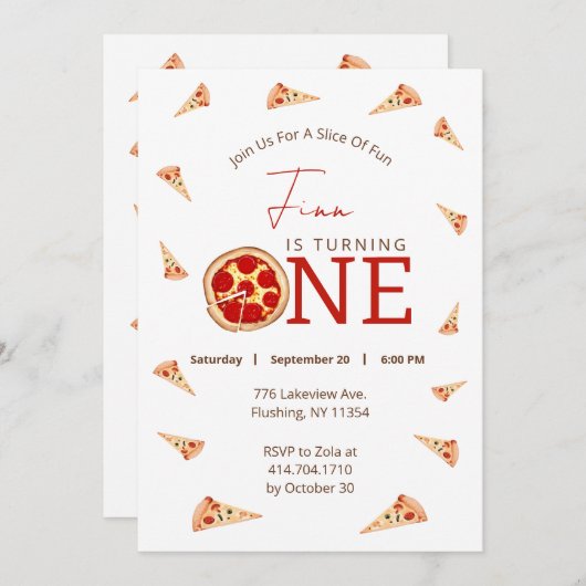 Slice Of Fun 1st Birthday Invitation 招待状 (正面/裏面)