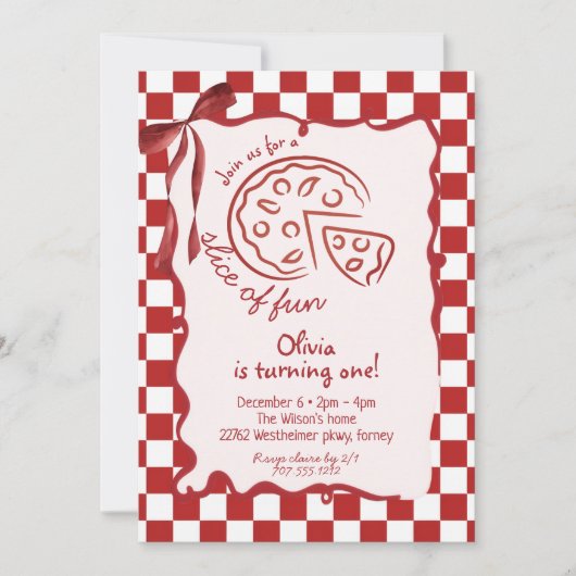 Slice of Fun  girl Birthday Invitation 招待状 (正面)