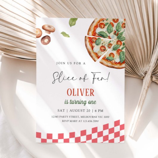 Slice Of Fun Pizza Birthday Party 招待状