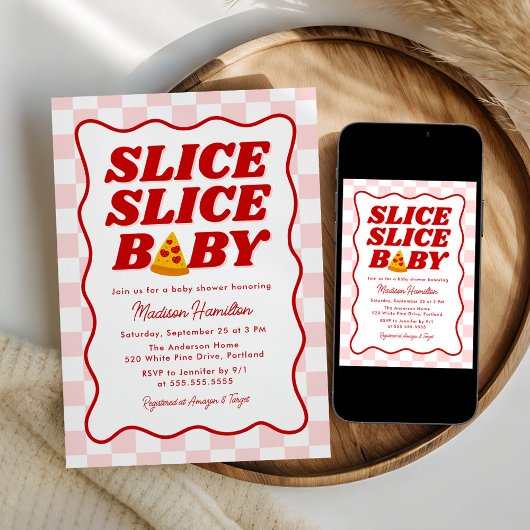 Slice Slice Baby Italian Pizza Baby Shower 招待状