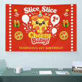 Slice Slice Baby Pizza 1st Birthday Horizontal 横断幕 (トレードショー)