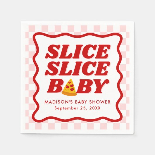 Slice Slice Baby Pizza Baby Shower スタンダードカクテルナプキン (正面)