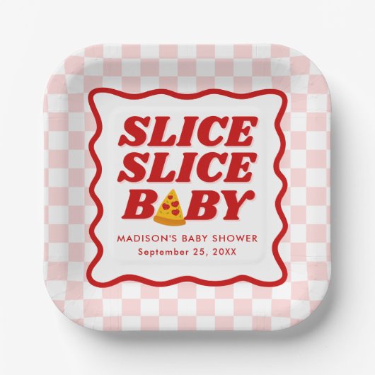 Slice Slice Baby Pizza Baby Shower ペーパープレート (正面)