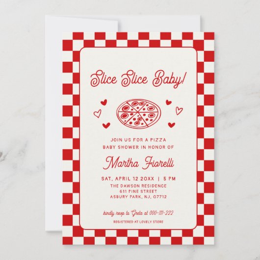 Slice Slice Baby Pizza Baby Shower 招待状 (正面)