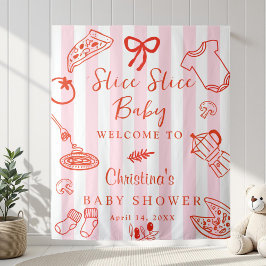 Slice Slice Baby Pizza Baby Shower Backdrop タペストリー