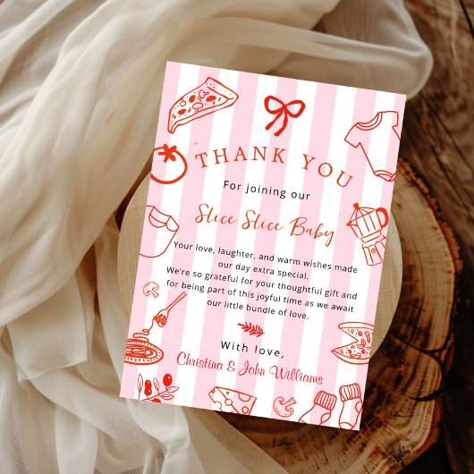 Slice Slice Baby Pizza Baby Shower Thank you Card 招待状