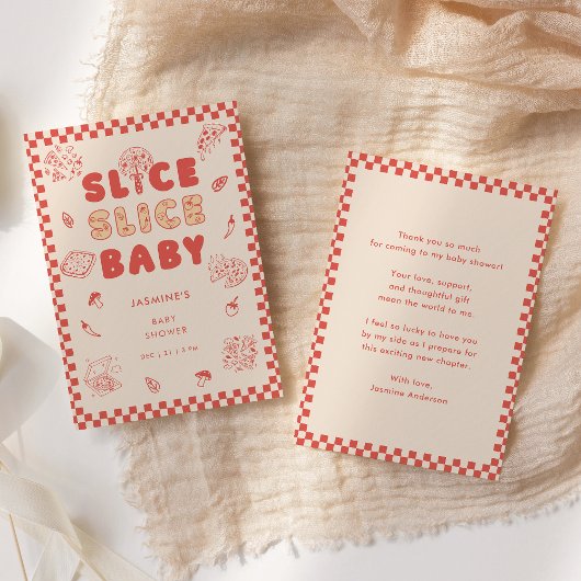 Slice Slice Baby Pizza Hand Drawn Baby Shower サンキューカード