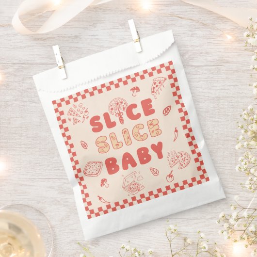 Slice Slice Baby Pizza Hand Drawn Baby Shower フェイバーバッグ (クリップ留めされた状態)