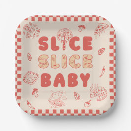 Slice Slice Baby Pizza Hand Drawn Baby Shower ペーパープレート