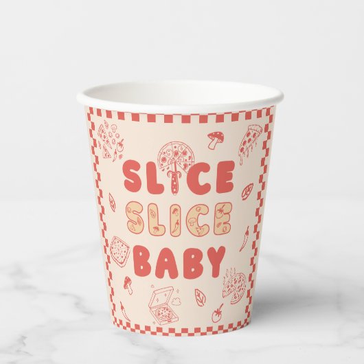 Slice Slice Baby Pizza Hand Drawn Baby Shower 紙コップ (正面)