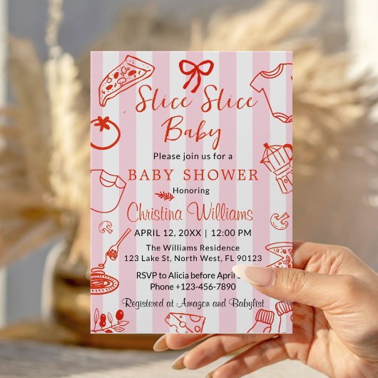 Slice Slice Baby Pizza Shower Invitation 招待状