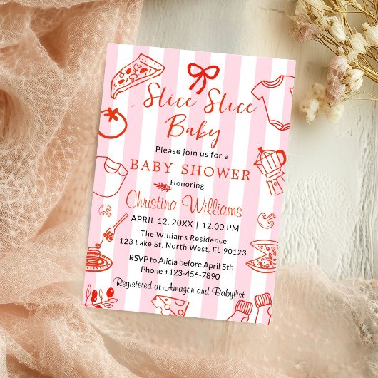 Slice Slice Baby Pizza Shower Invitation 招待状