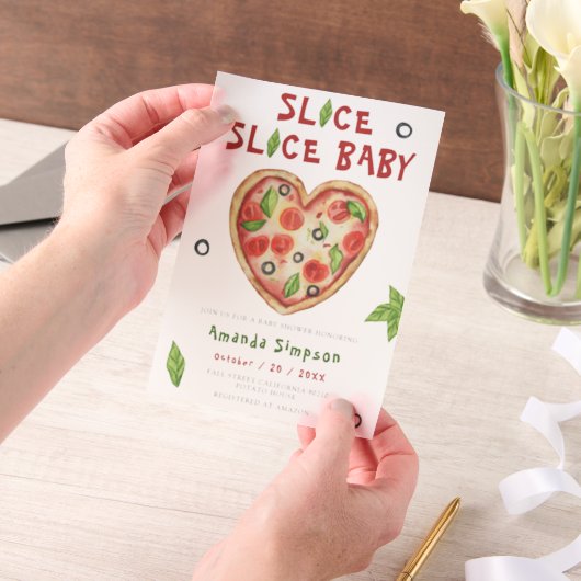 Slice, Slice Baby - Watercolor baby shower ベラム紙招待状 (ポータブル)