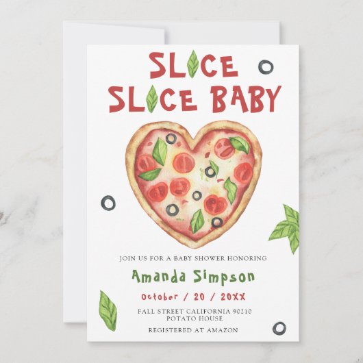 Slice, Slice Baby - Watercolor baby shower 招待状 (正面)
