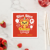 Slice Slice Cheesy Baby Pizza 1st Birthday スタンダードカクテルナプキン (インサイチュ)