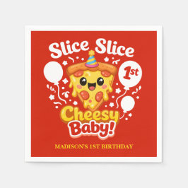 Slice Slice Cheesy Baby Pizza 1st Birthday スタンダードカクテルナプキン