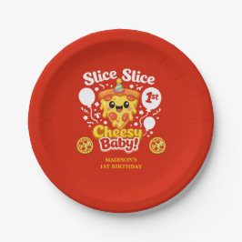 Slice Slice Cheesy Baby Pizza 1st Birthday ペーパープレート