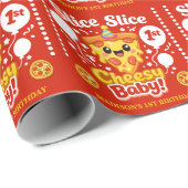 Slice Slice Cheesy Baby Pizza 1st Birthday ラッピングペーパー (ロールコーナー)