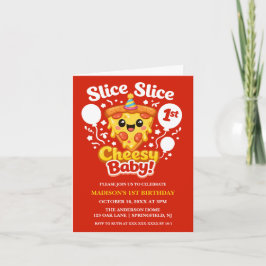 Slice Slice Cheesy Baby Pizza 1st Birthday 招待状