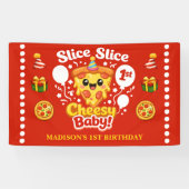 Slice Slice Cheesy Baby Pizza 1st Birthday Medium 横断幕 (横)