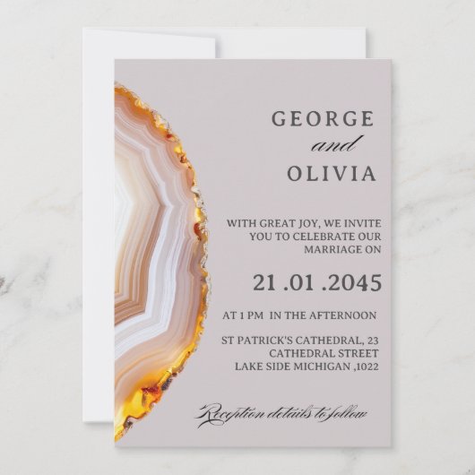 Sliced Agate Abstract Wedding 招待状 (正面)
