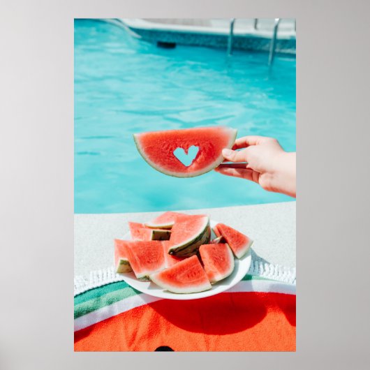 Sliced watermelon on white paper ポスター (正面)