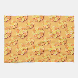 Slices of lemons and oranges キッチンタオル