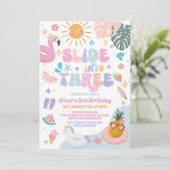 Slide Into Three Pool Party Summer 3rd Birthday 招待状 (スタンド正面)