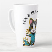 Sliding Cat Fun & Playful Vibes カフェラテマグ (左アングル)