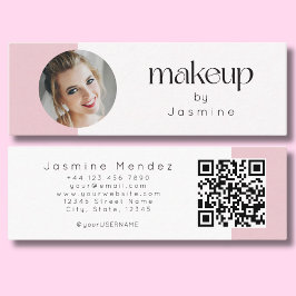 Slim Pink White Beauty Professional MUA Photo Qr スキニー名刺
